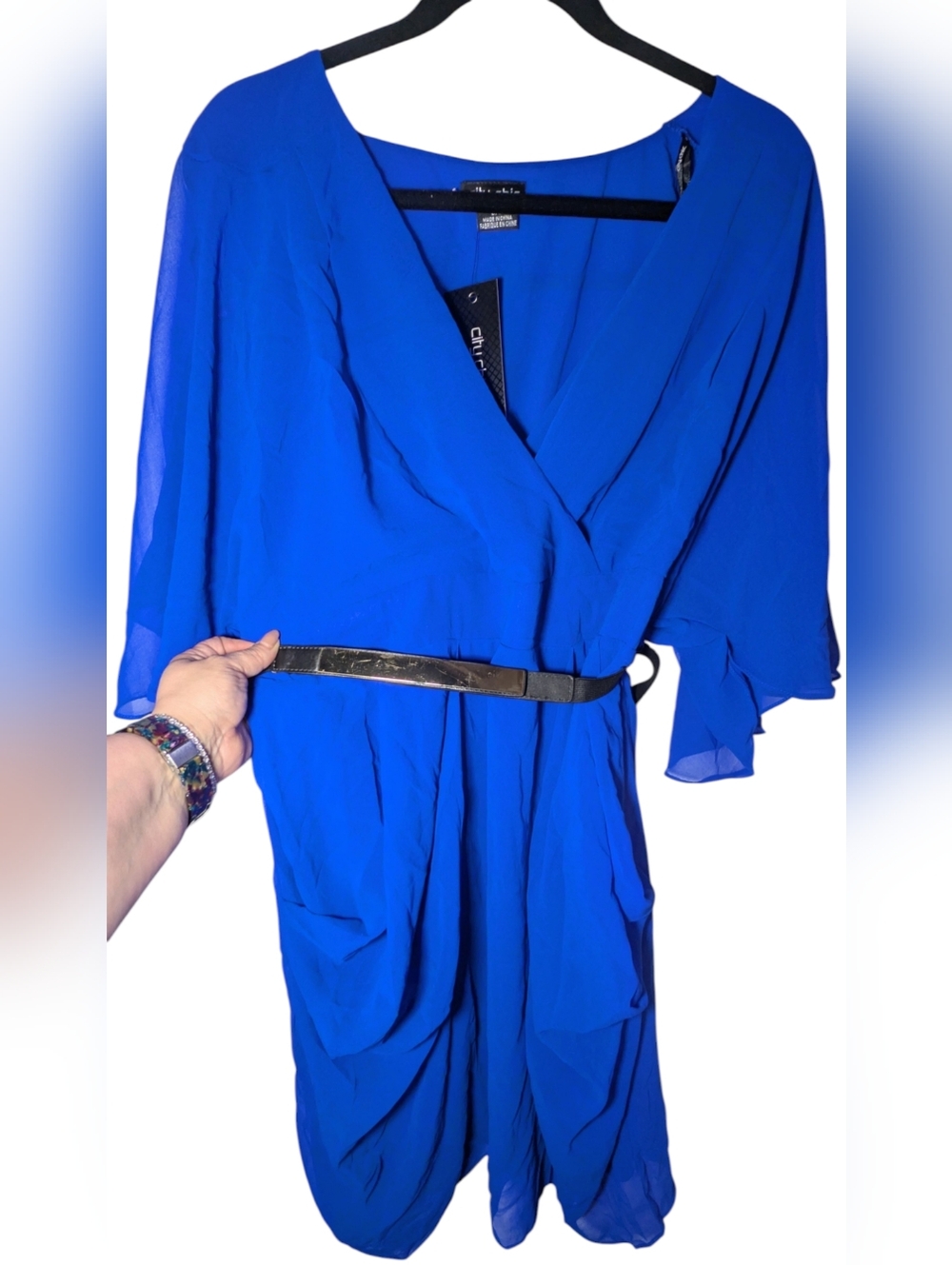 NWT City Chic Ultra Blue Faux Wrap Dress S/16
